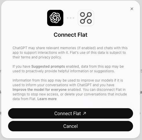 ChatGPT asking to connect Flat