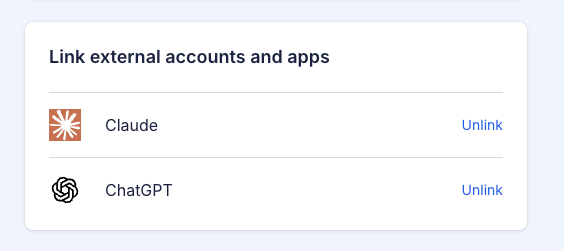 Linked apps in Flat account settings