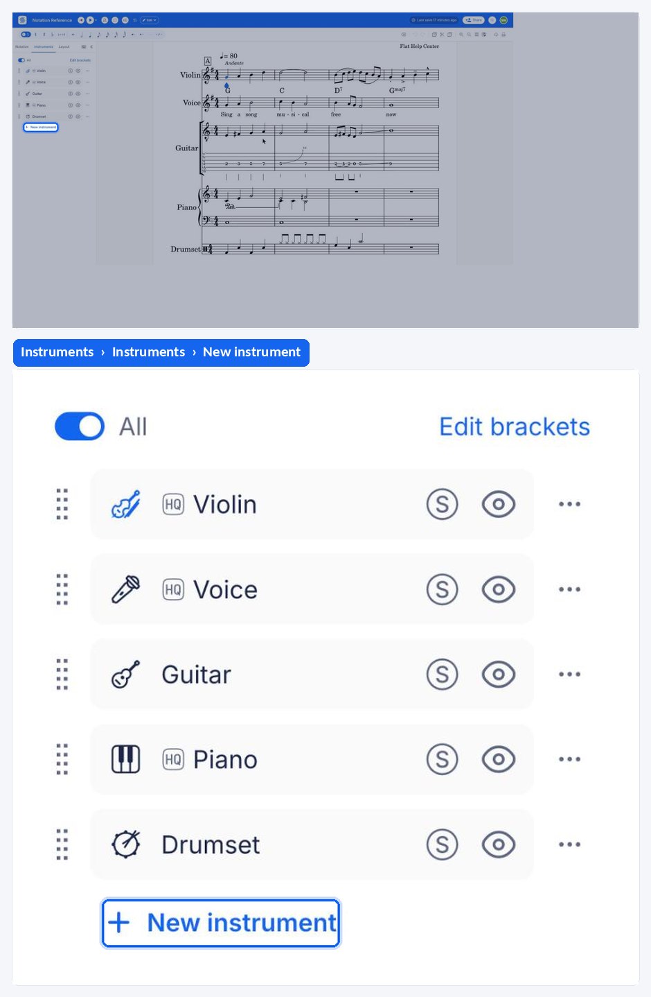 Choosing an instrument to add to the score