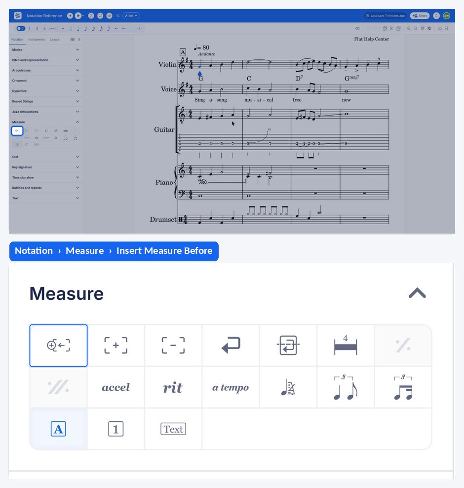 Inserting a measure before the current one