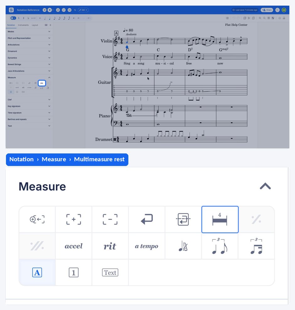 Adding a multimeasure rest and choosing its length