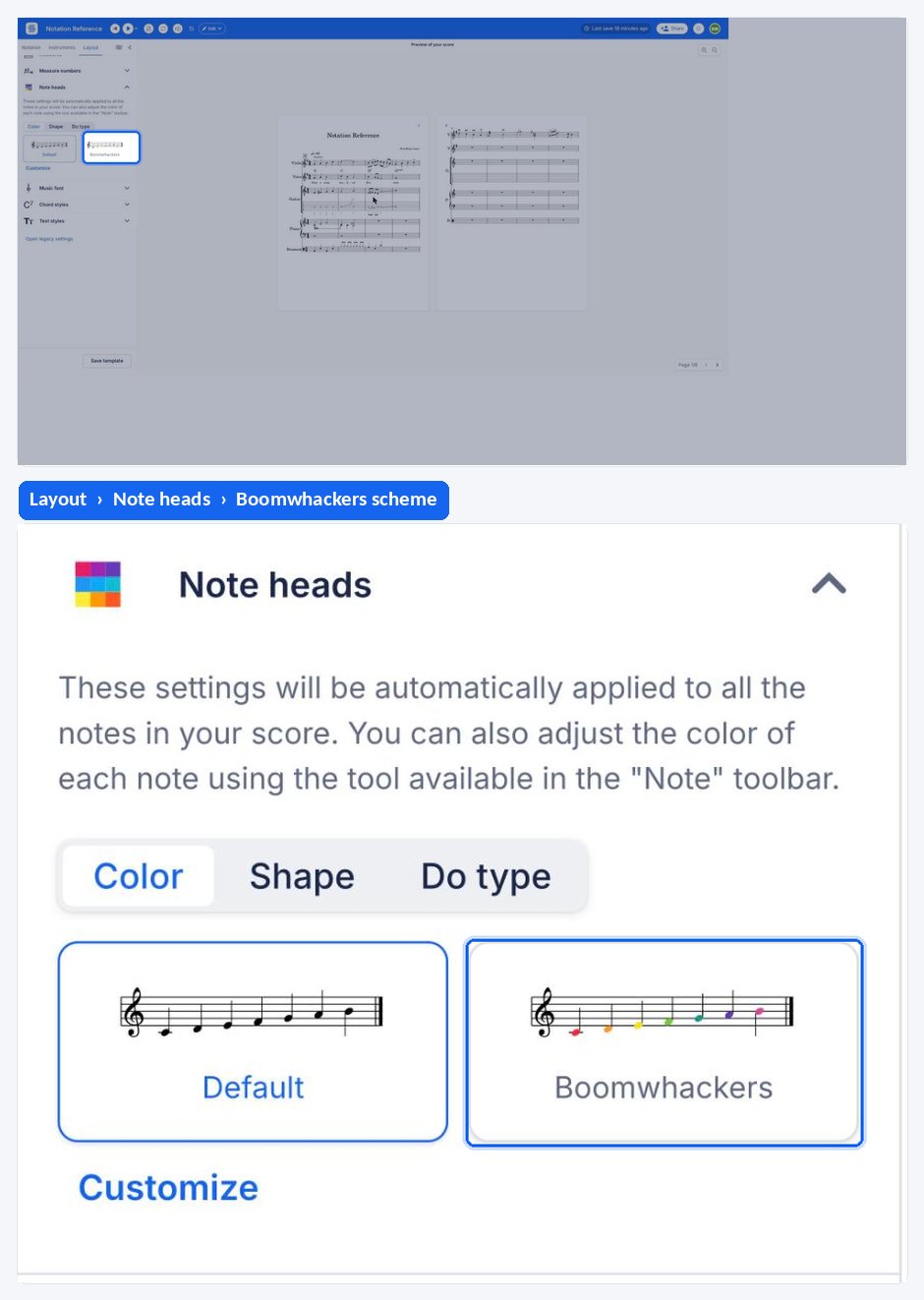 Boomwhackers colors on your sheet music