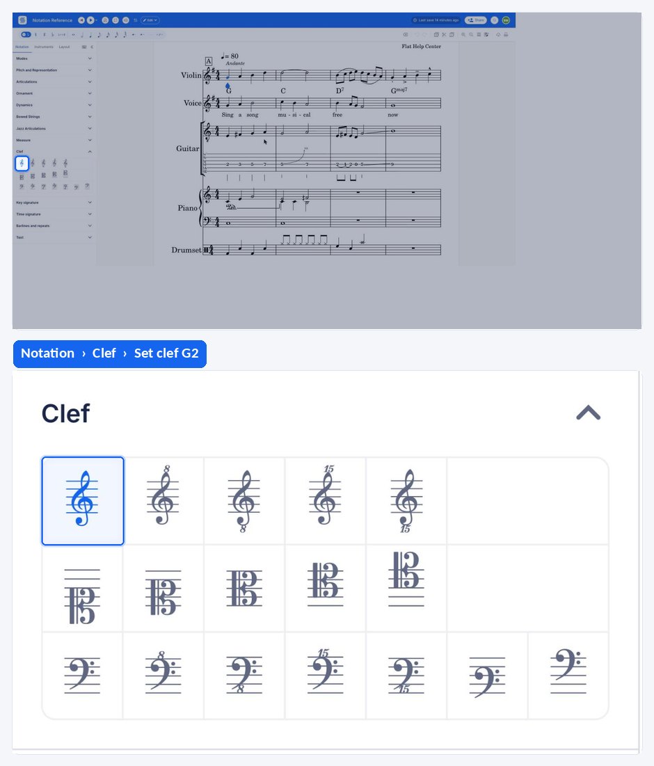 Adding a new clef from the Clef section