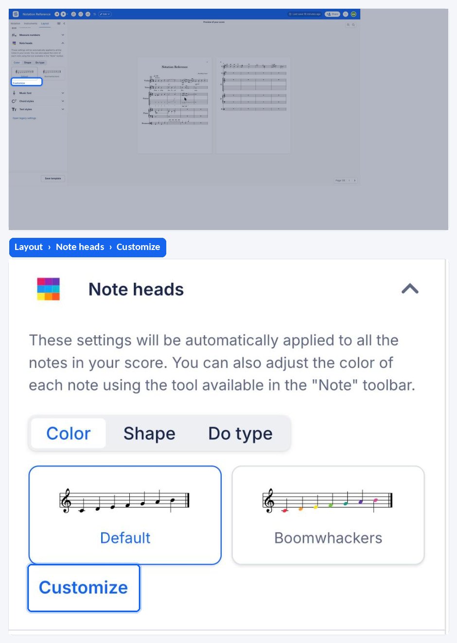 Custom color notehead