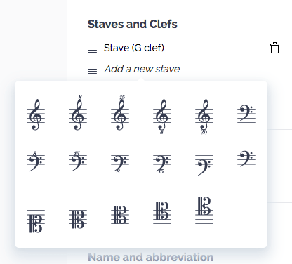 Custom staves and clefs