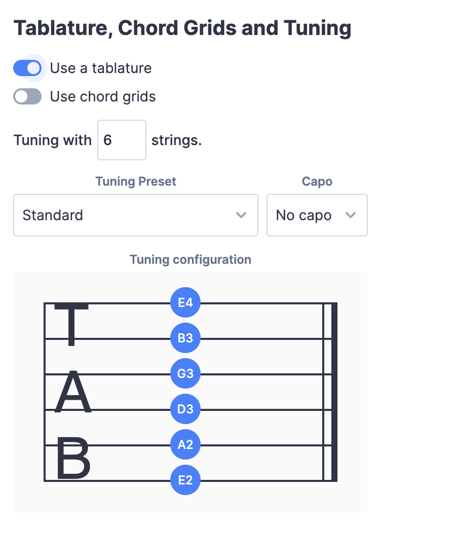 TABs and tuning configuration