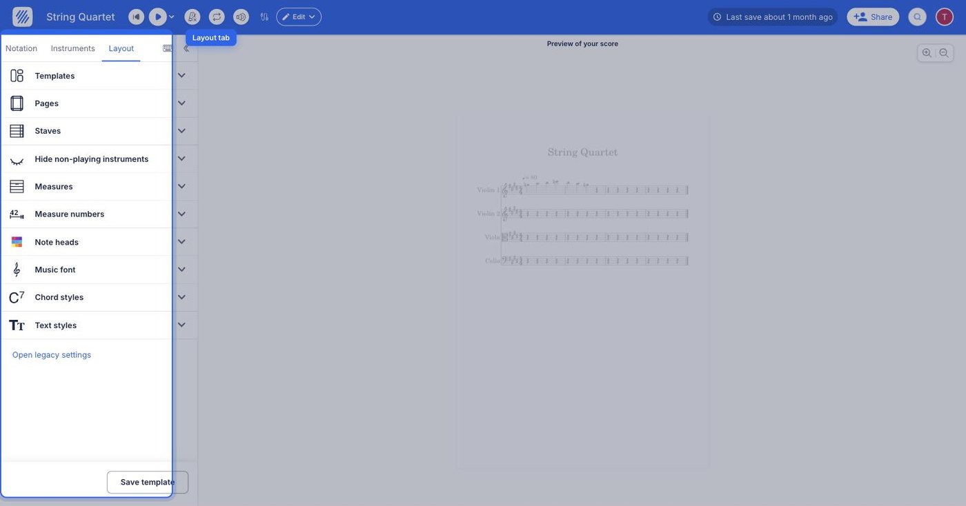 the Layout tab in the left panel