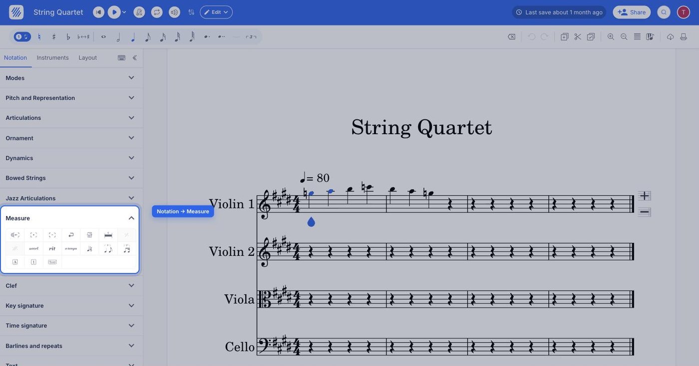 the Measure section of the Notation tab