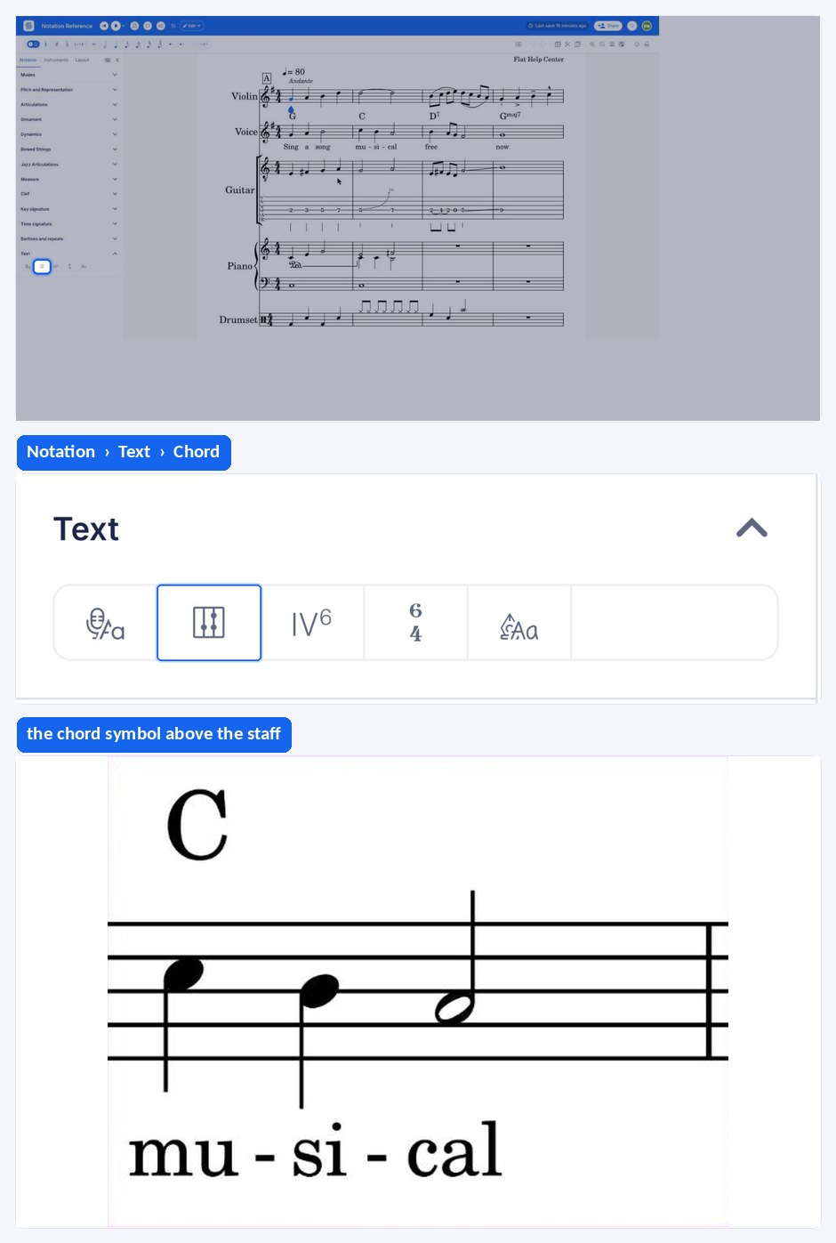 Typing a chord symbol above the staff with the suggestion box open