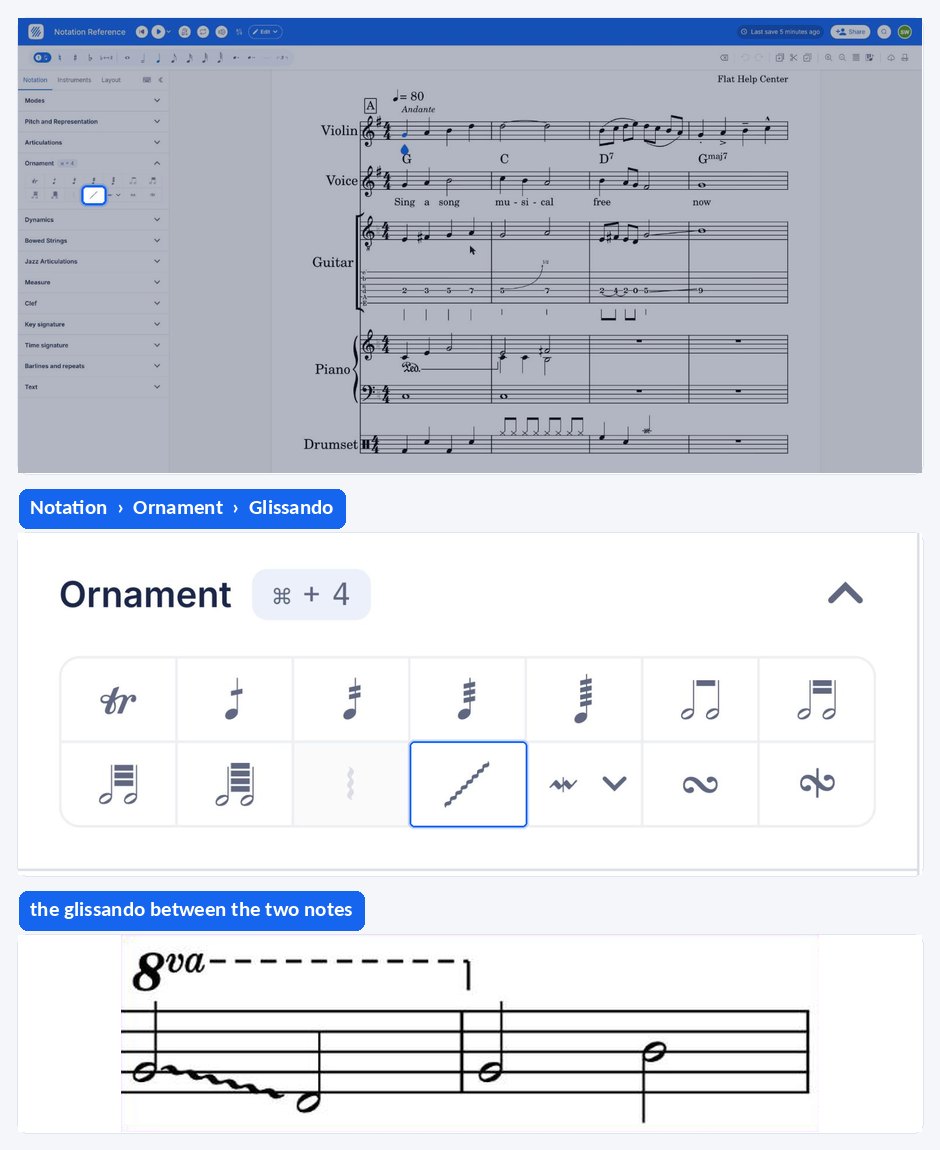 Adding and removing a glissando from the Ornament section