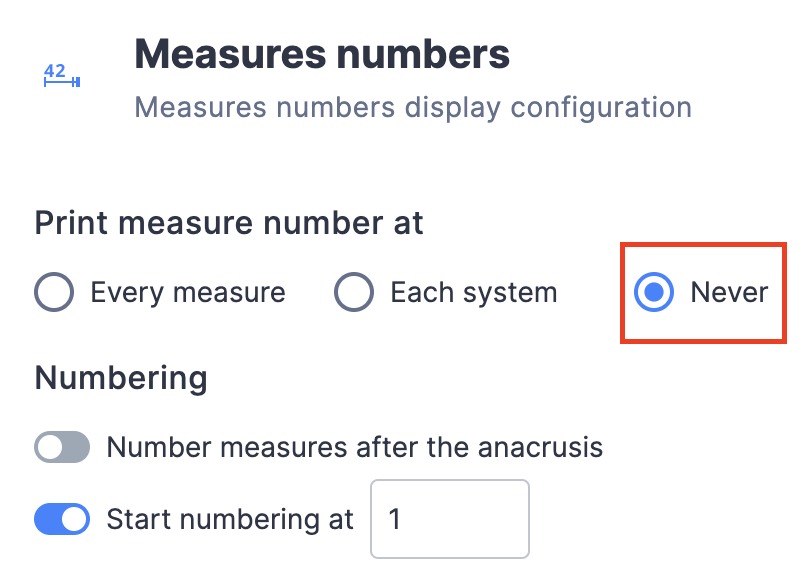 Hide measure numbers