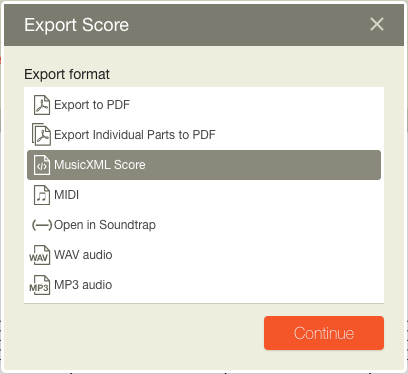 Noteflight: MusicXML export