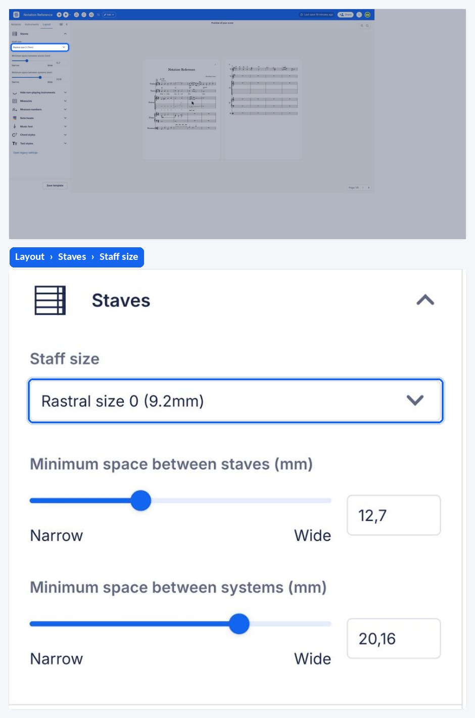 Layout settings button