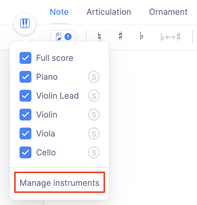 Manage instruments