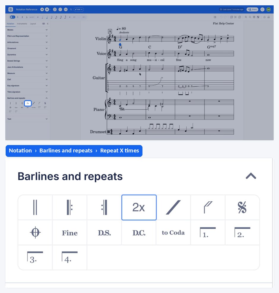 Setting the number of repeats on a section