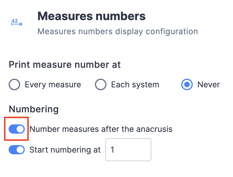Number measures after anacrusis