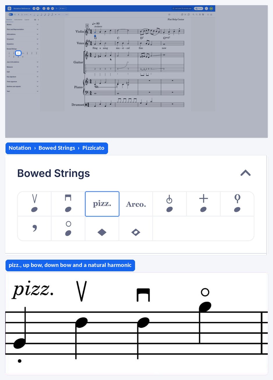 Adding a pizz. marking from the Bowed Strings section