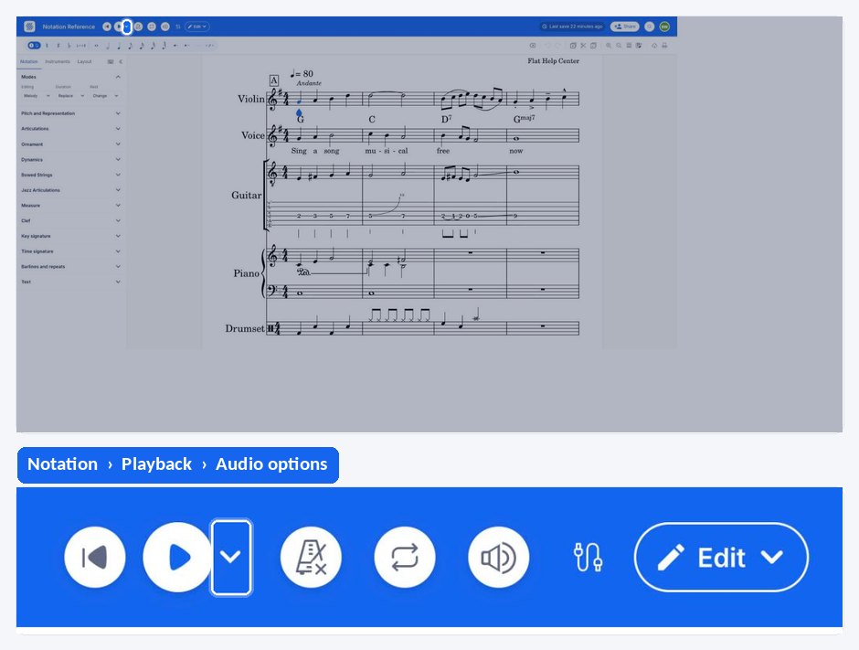 Slowing down and speeding up the playback with the speed controls