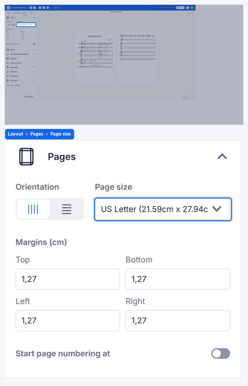 Layout settings button