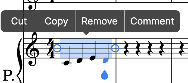 Range selection actions