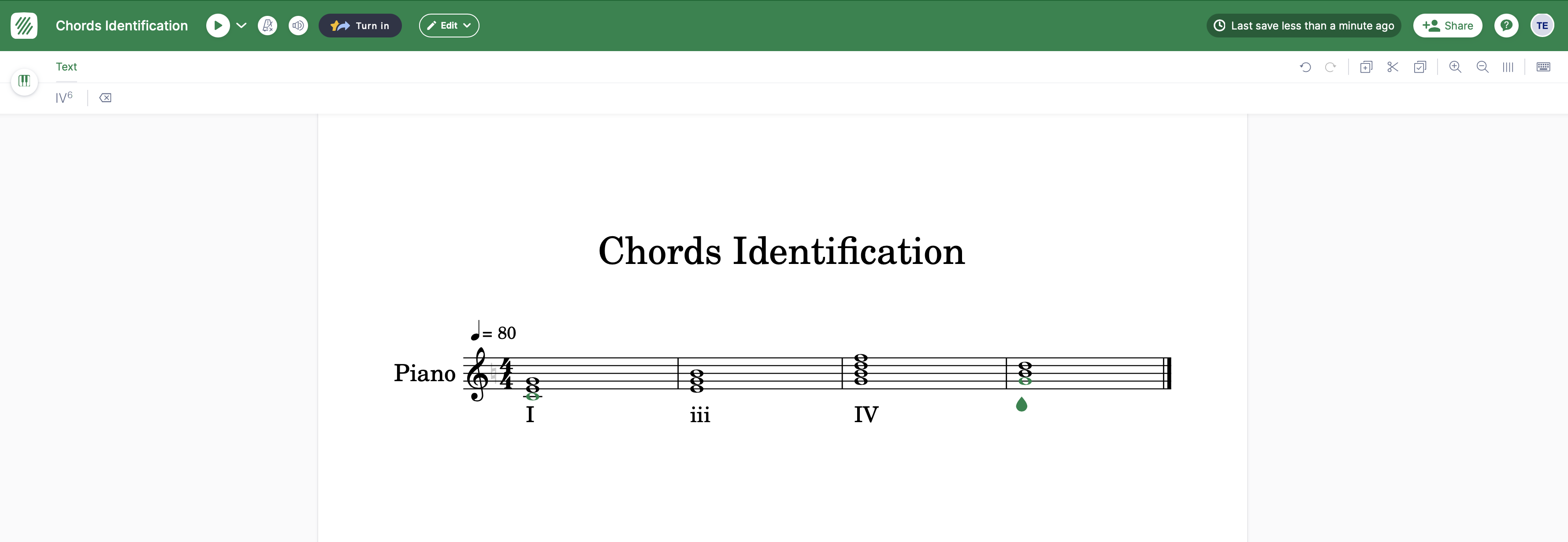 Roman numeral chords