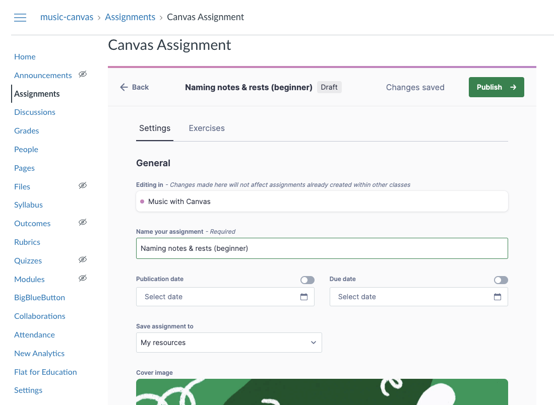 Canvas: configure assignment settings