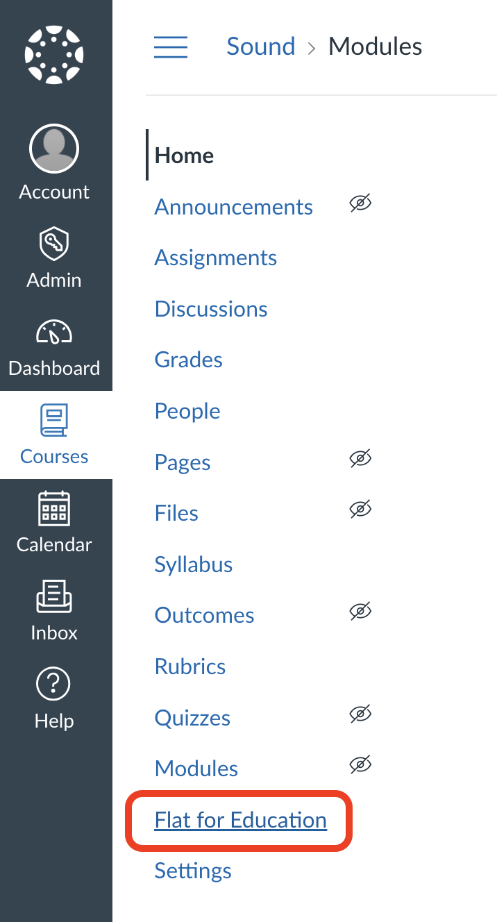 Flat for Education link in the Canvas course navigation