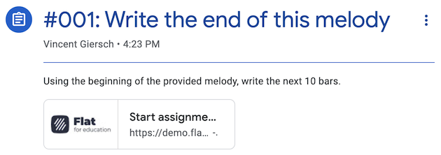 Music composition assignment on Google Classroom