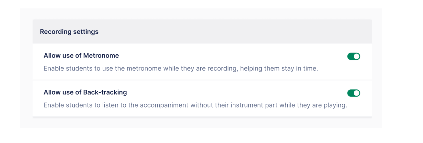 Performance Recording Settings