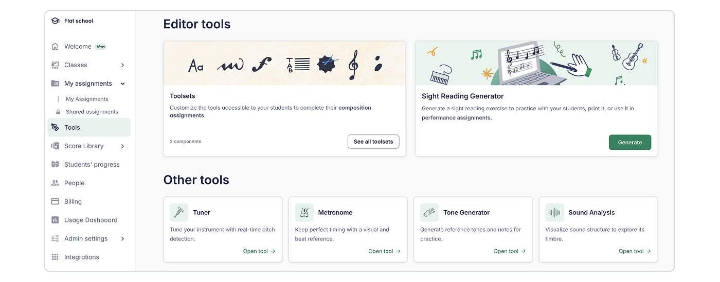 Access to the practice tools: teachers