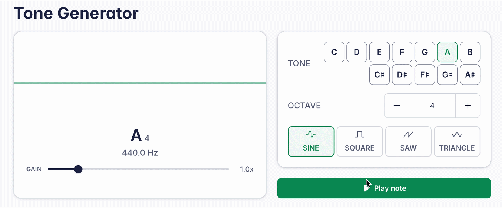 Herramientas de práctica: Generador de tono