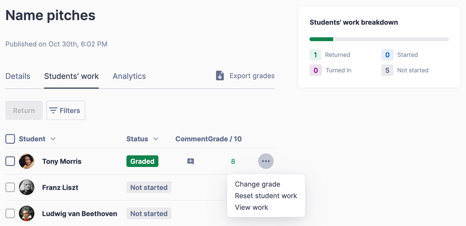 Reset student submission