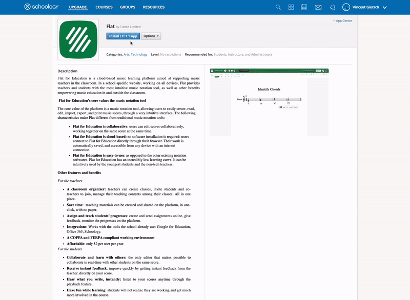 Setup Schoology to use Flat