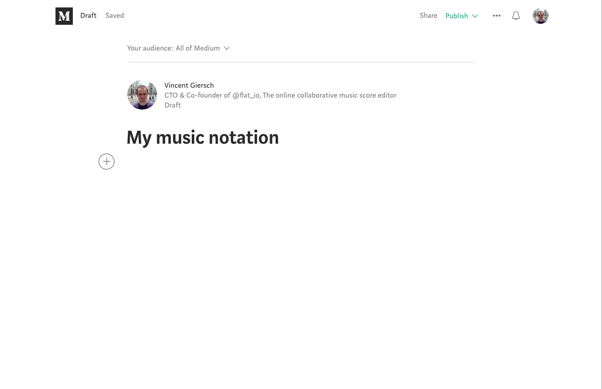Interactive music notation in Medium