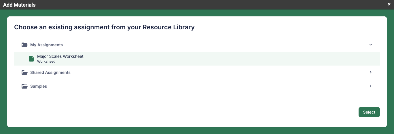 Choose an assignment from your Flat for Education library in Schoology